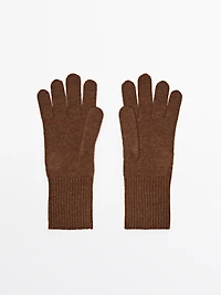 Wool blend knit gloves