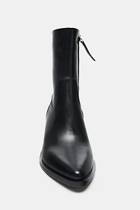 LEATHER COWBOY ANKLE BOOTS