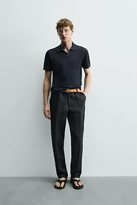 REGULAR FIT 100% LINEN KNIT POLO SHIRT