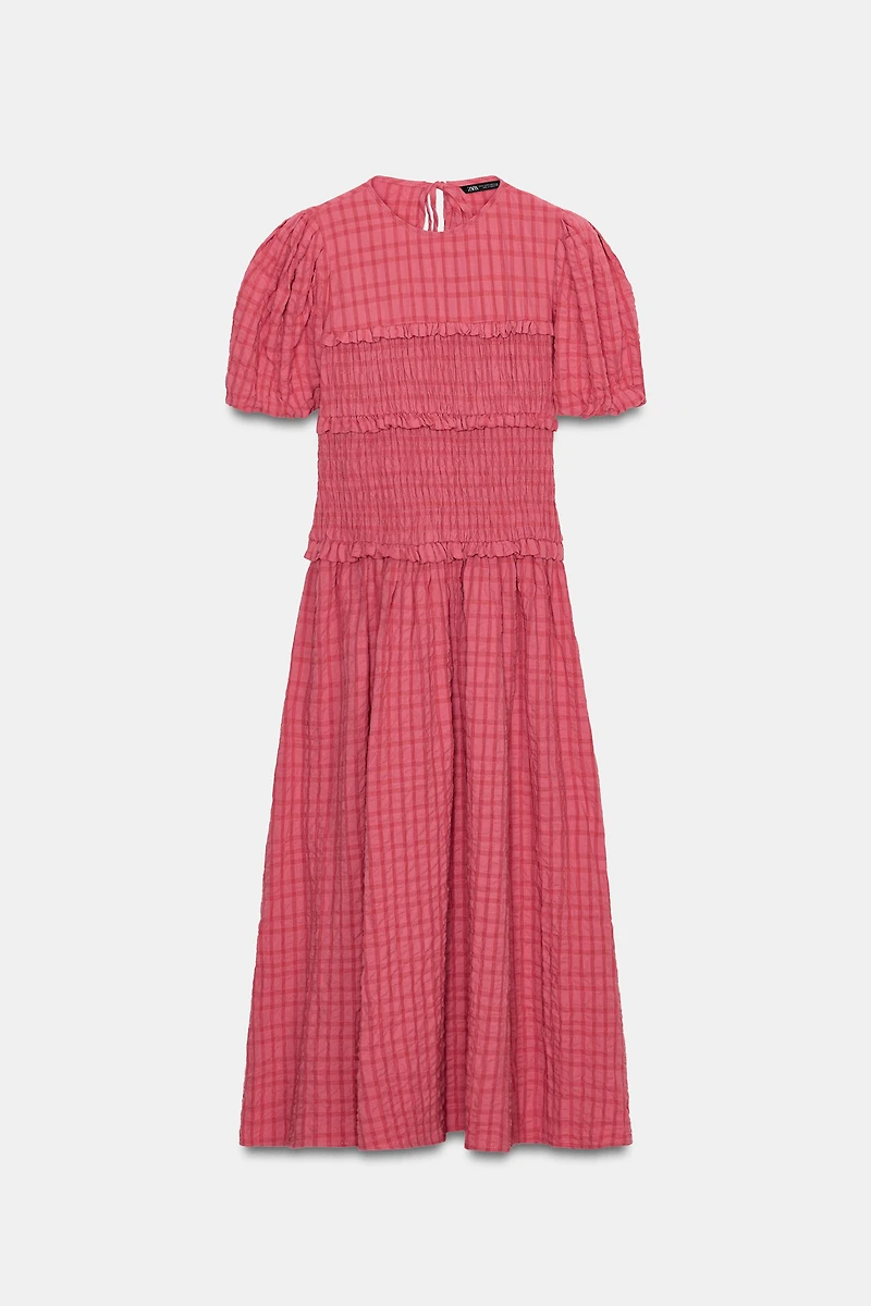 SMOCKED MIDI DRESS
