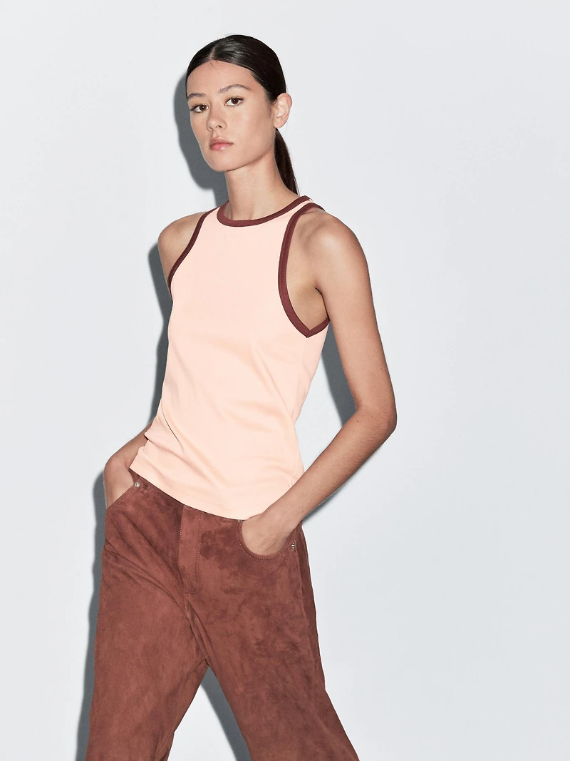 100% cotton halter top with contrast detail