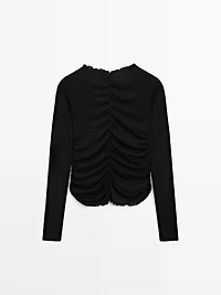 Gathered long sleeve T-shirt