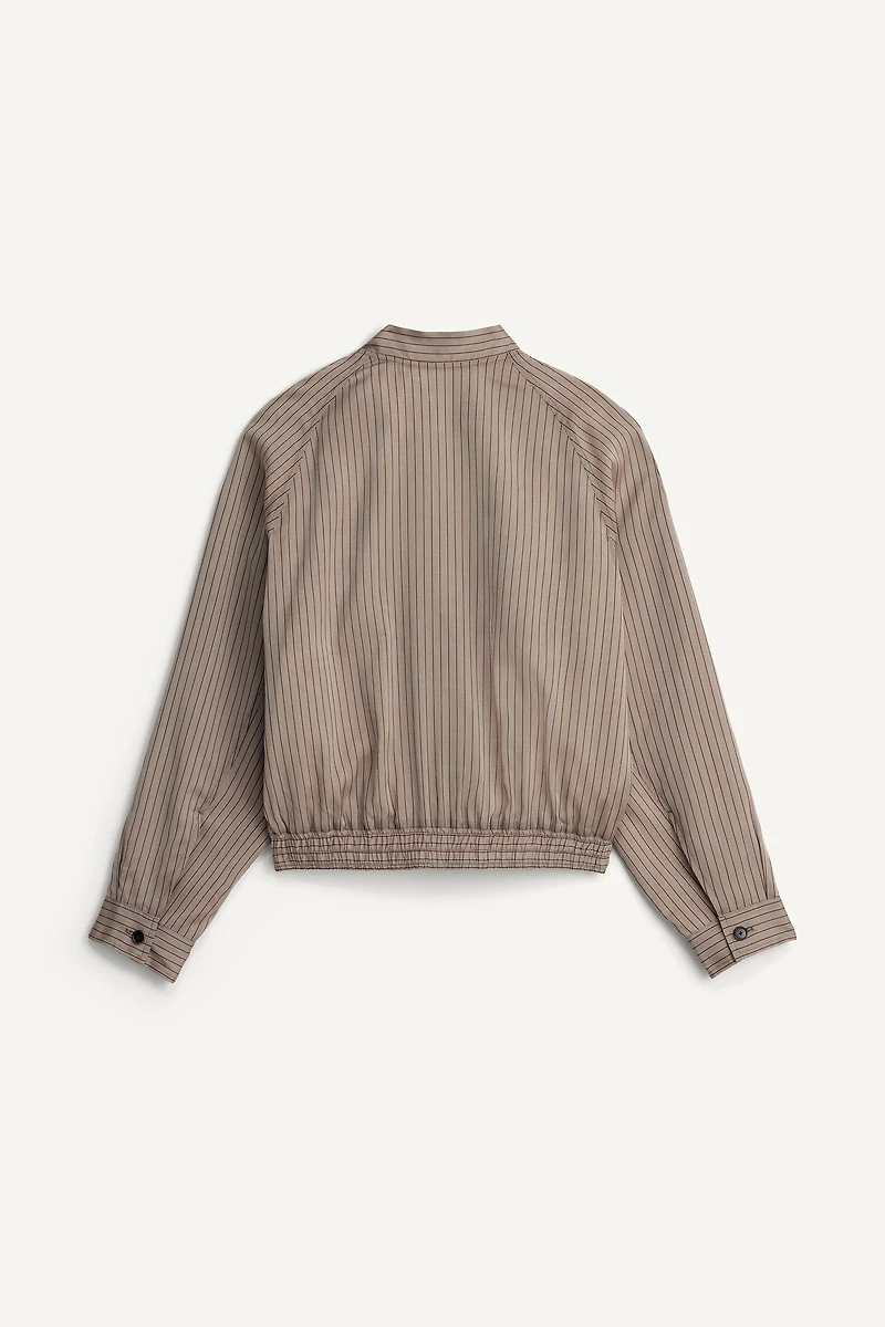 BLOUSON BOMBER COURT RAYURES VISCOSE-CUPRO