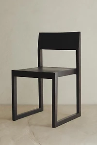 WOOD AND LEATHER FRAME CHAIR