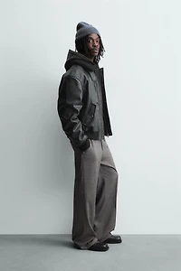 FAUX LEATHER JACKET WITH REMOVABLE COLLAR