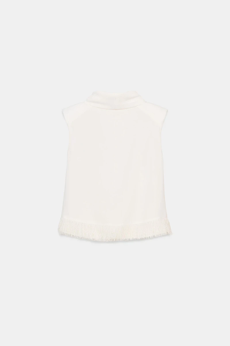 SHOULDER PAD FRINGED TOP
