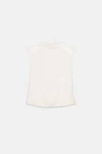 SHOULDER PAD FRINGED TOP