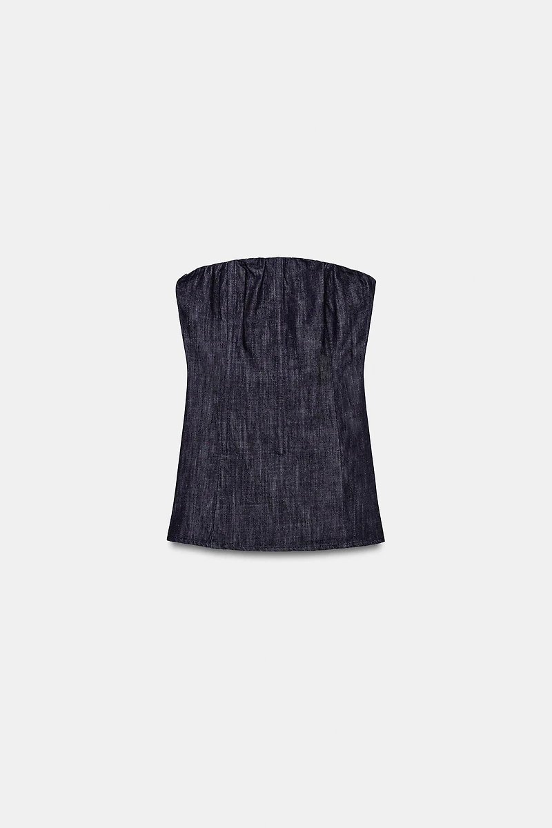 TOP BUSTIER EFFET DENIM