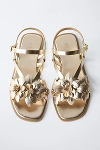 METALLIC FLOWER SANDALS
