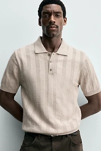 REGULAR FIT KNIT TEXTURED POLO
