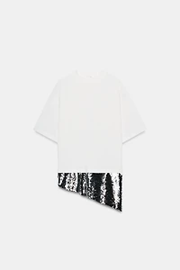 T-SHIRT ASYMÉTRIQUE PAILLETTES