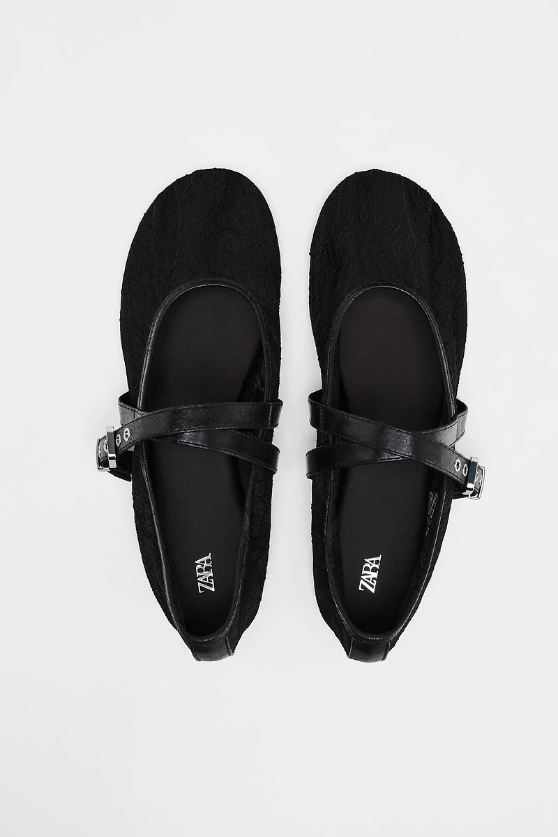 DOUBLE STRAP LACE BALLERINAS