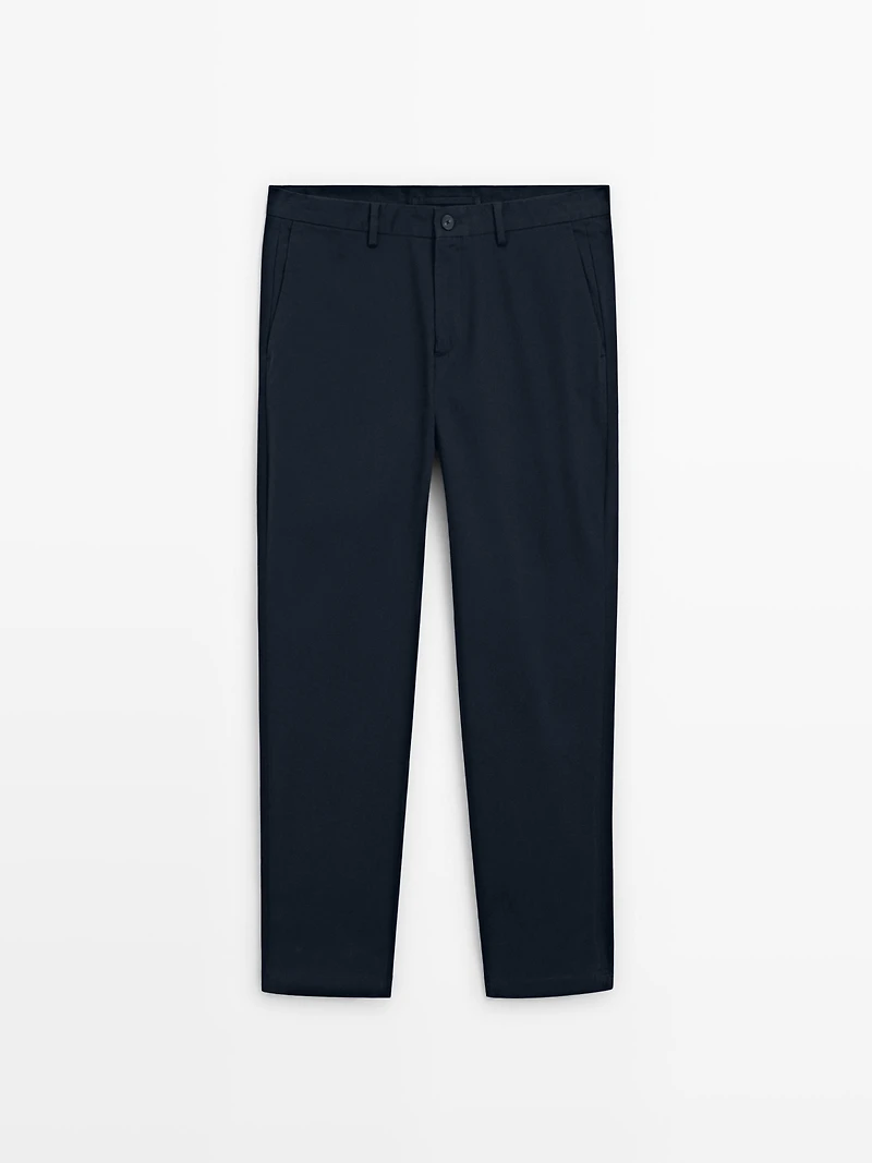 100% cotton slim fit trousers