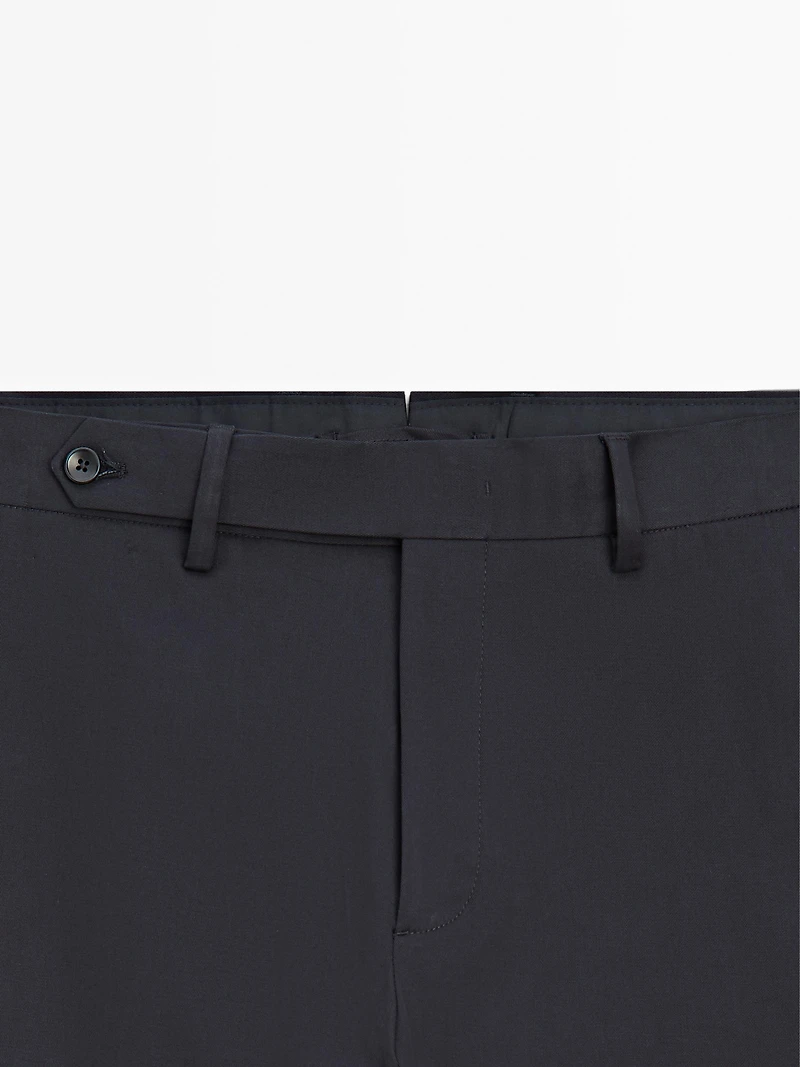 Cotton blend slim fit trousers