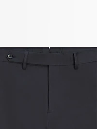 Cotton blend slim fit trousers