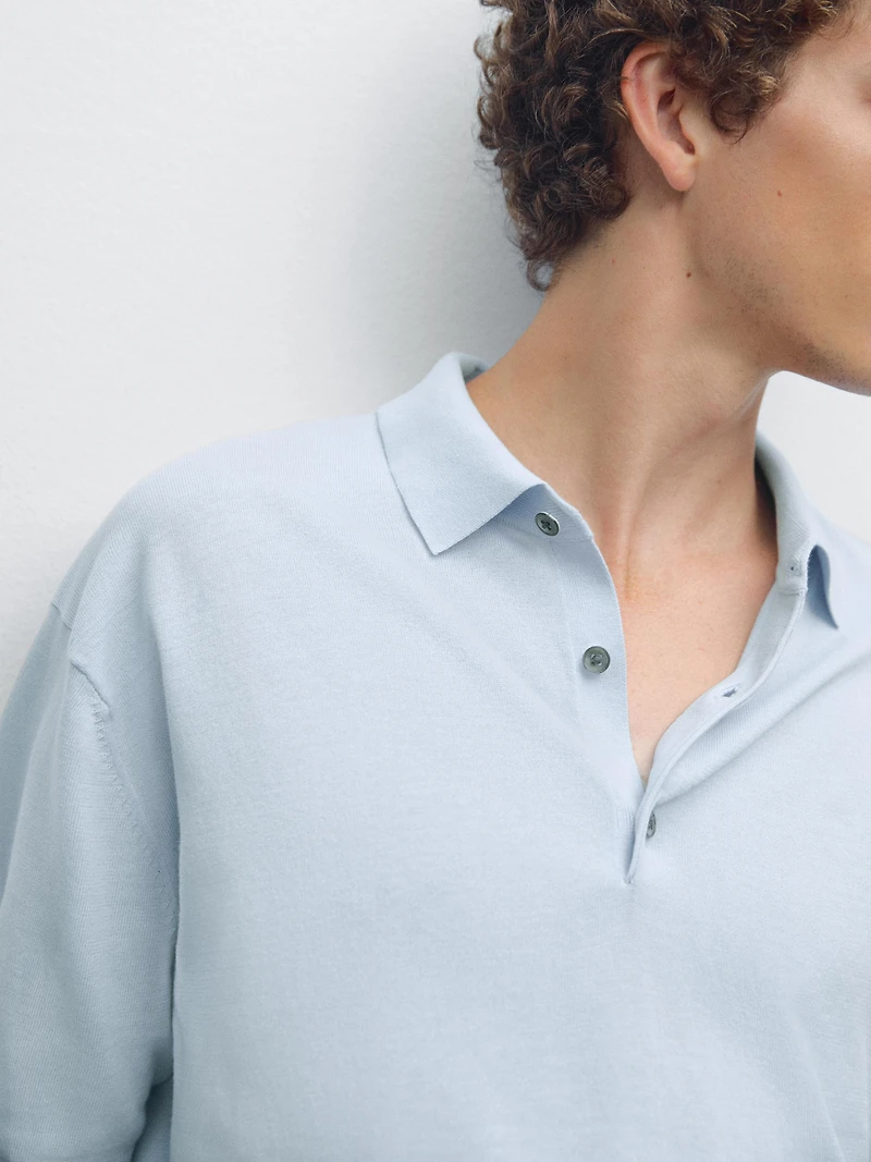 Short sleeve knit polo shirt