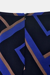 ASYMMETRIC PRINTED MIDI SKIRT