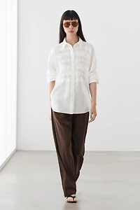 100% linen shirt with bib detail