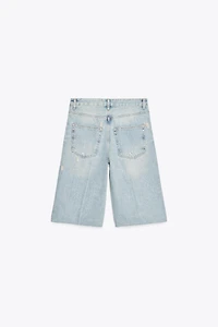 RIPPED MID-RISE TRF DENIM JORTS