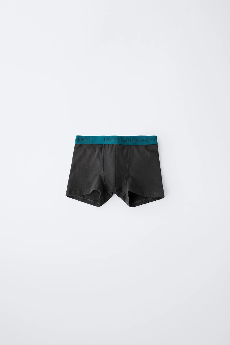 AGES 6-14 / THREE-PACK OF EMBOSSED TEXT BOXERS