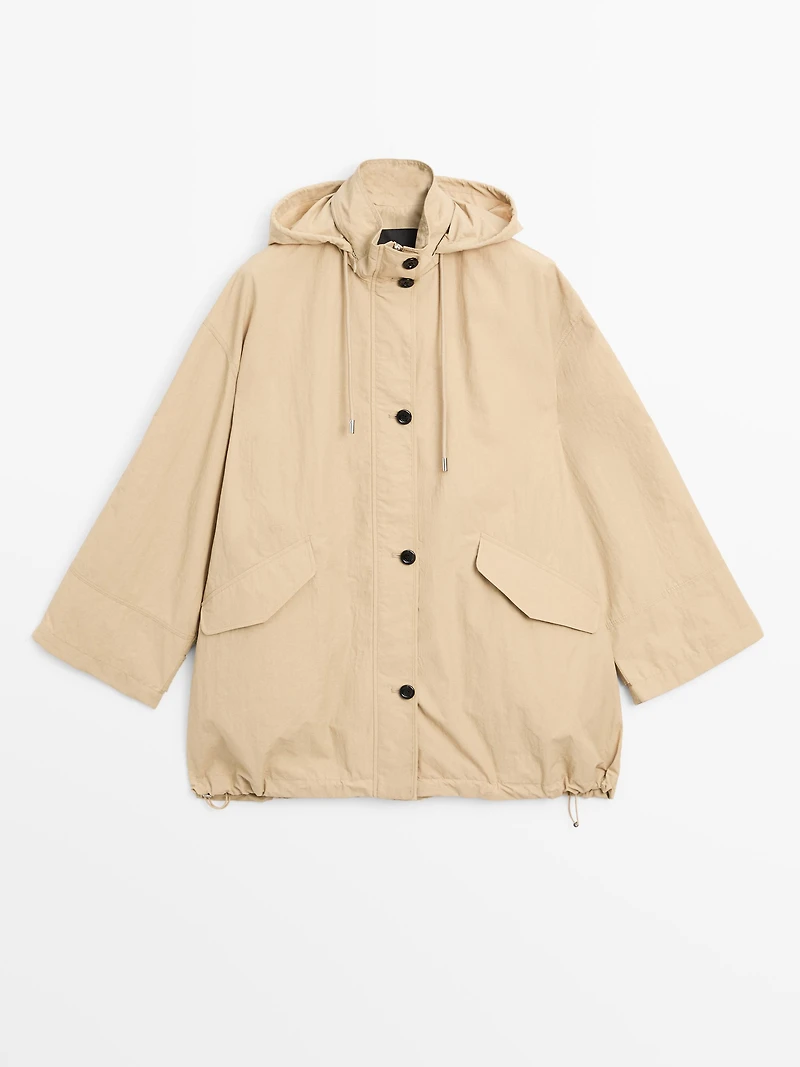 Puff parka with hood detail