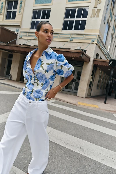 FLORAL PRINT POPLIN SHIRT