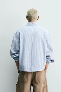 RELAXED FIT STRIPED EMBROIDERED JACKET