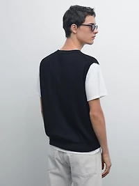 Veste sans manches en maille à col V