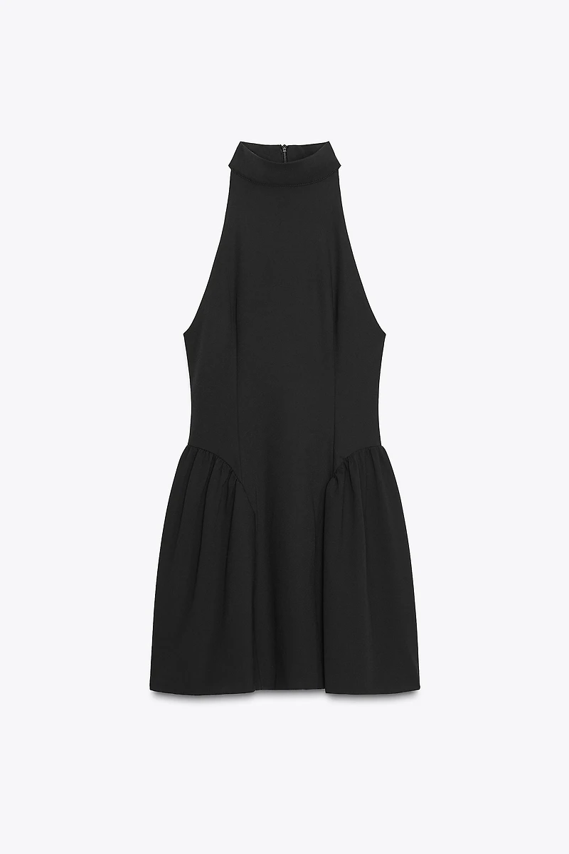 HALTER PLEATED SHORT DRESS