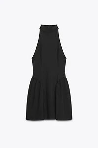 HALTER PLEATED SHORT DRESS