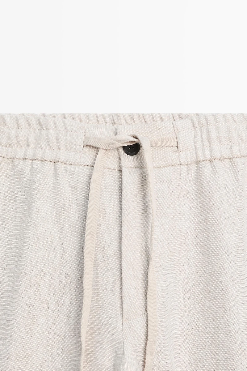Linen jogger fit trousers