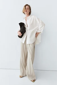 Poplin shirt with stand collar