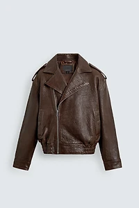 OVERSIZED LEATHER BIKER JACKET