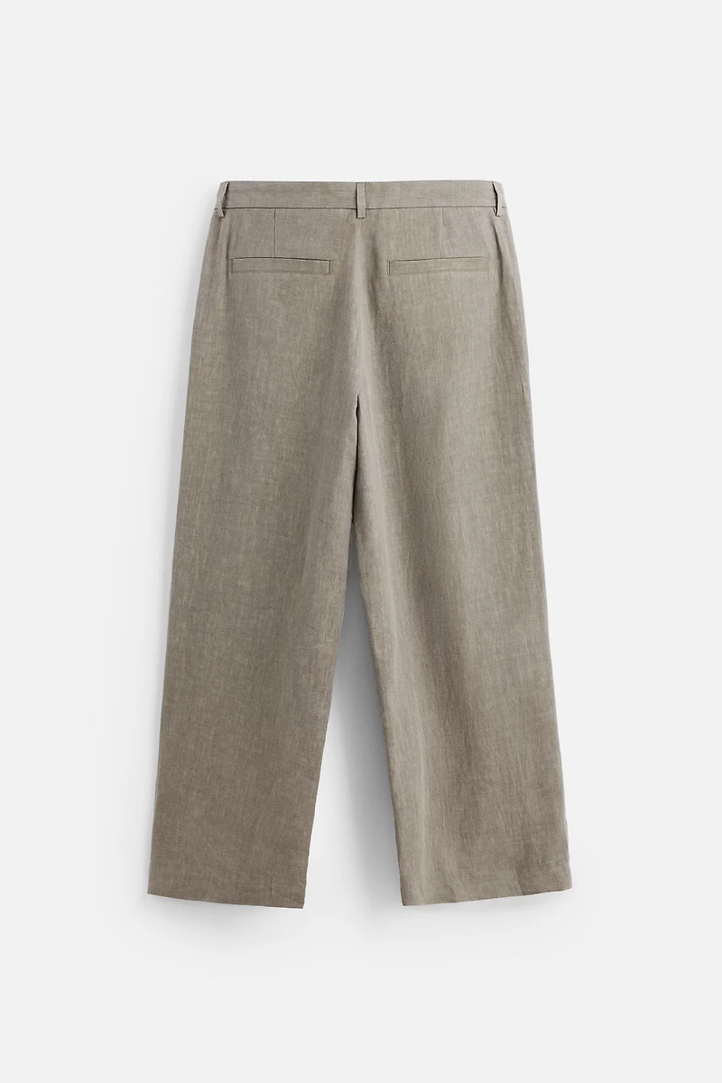100% WASHED LINEN SUIT PANTS