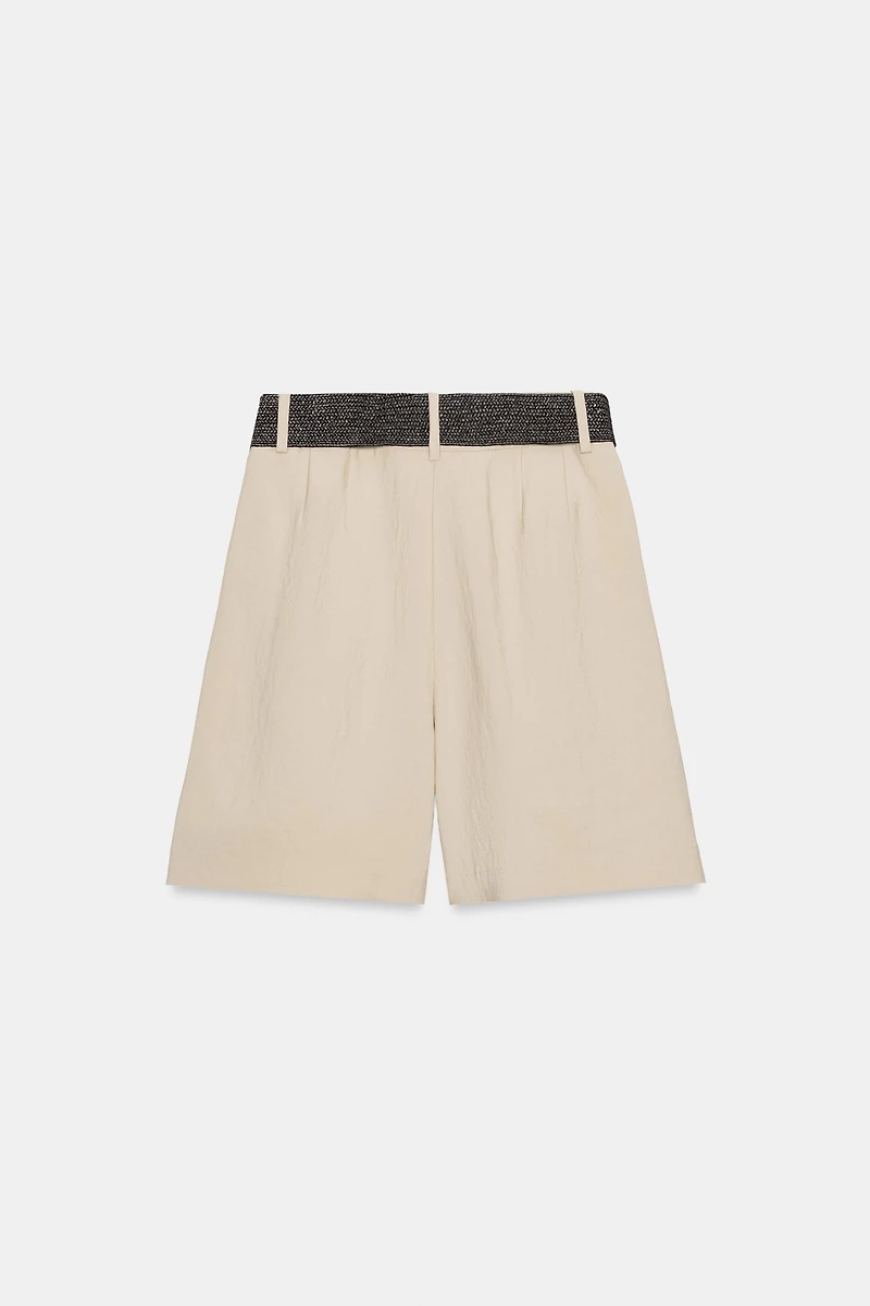 PLEATED BELTED SHORTS