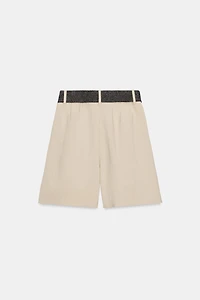 PLEATED BELTED SHORTS
