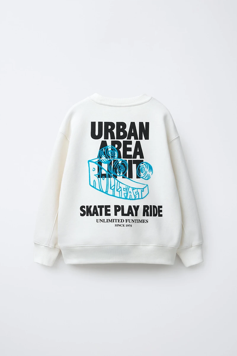 FLOCKED TEXT SWEATSHIRT