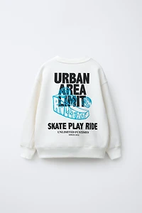 FLOCKED TEXT SWEATSHIRT