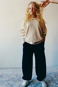 EMBROIDERED HEART STRIPED T-SHIRT