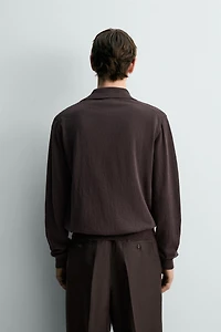 COTTON LINEN BLEND KNIT POLO SHIRT