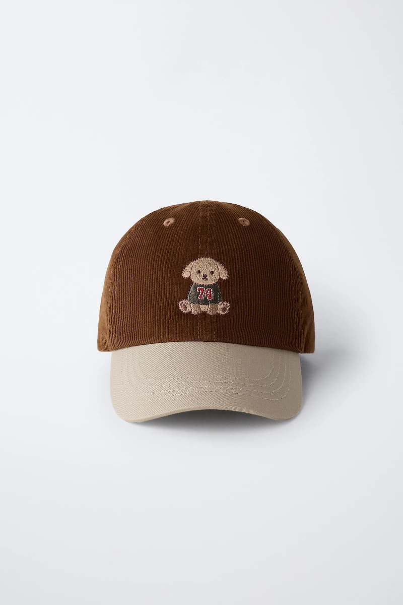CORDUROY EMBROIDERED DOG CAP