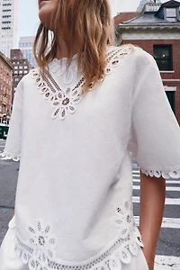 EMBROIDERED LINEN BLEND SHIRT ZW COLLECTION