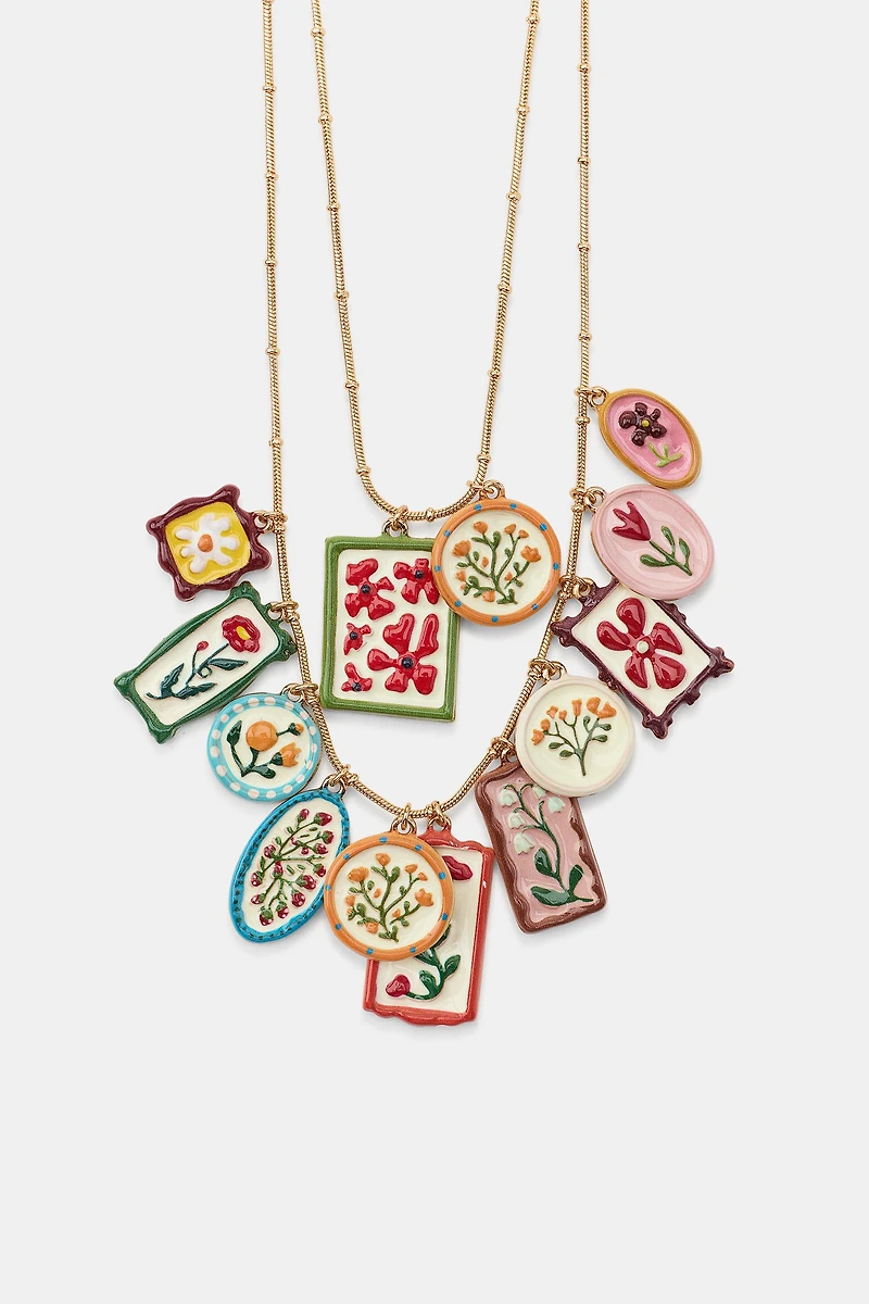PACK OF 2 METAL CHARM NECKLACES