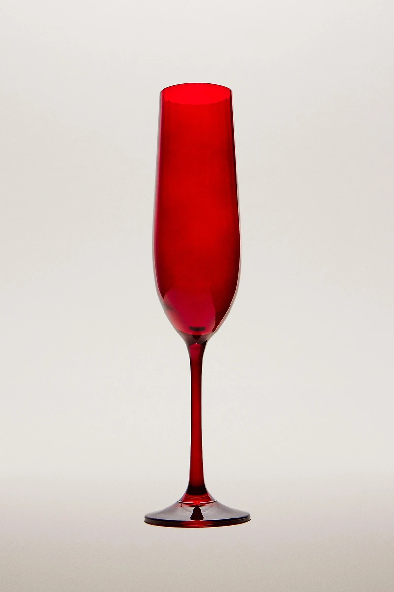 CHRISTMAS EMBOSSED CRYSTALLINE FLUTE GLASS