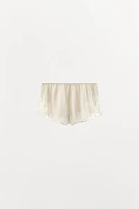 SATIN EFFECT LACE PAJAMA SHORTS