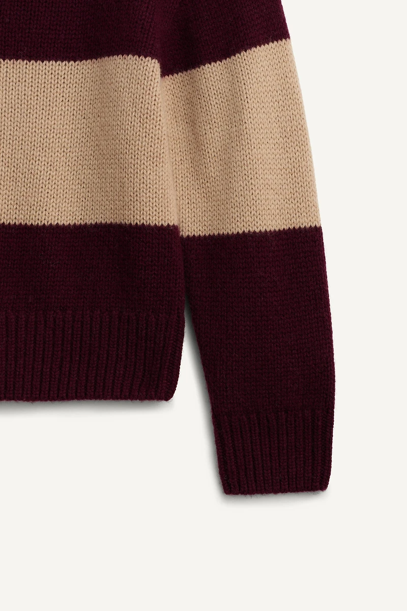 LIMITED EDITION 100% WOOL STRIPED KNIT POLO SHIRT