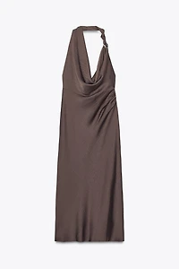 ASYMMETRIC SATIN MIDI DRESS
