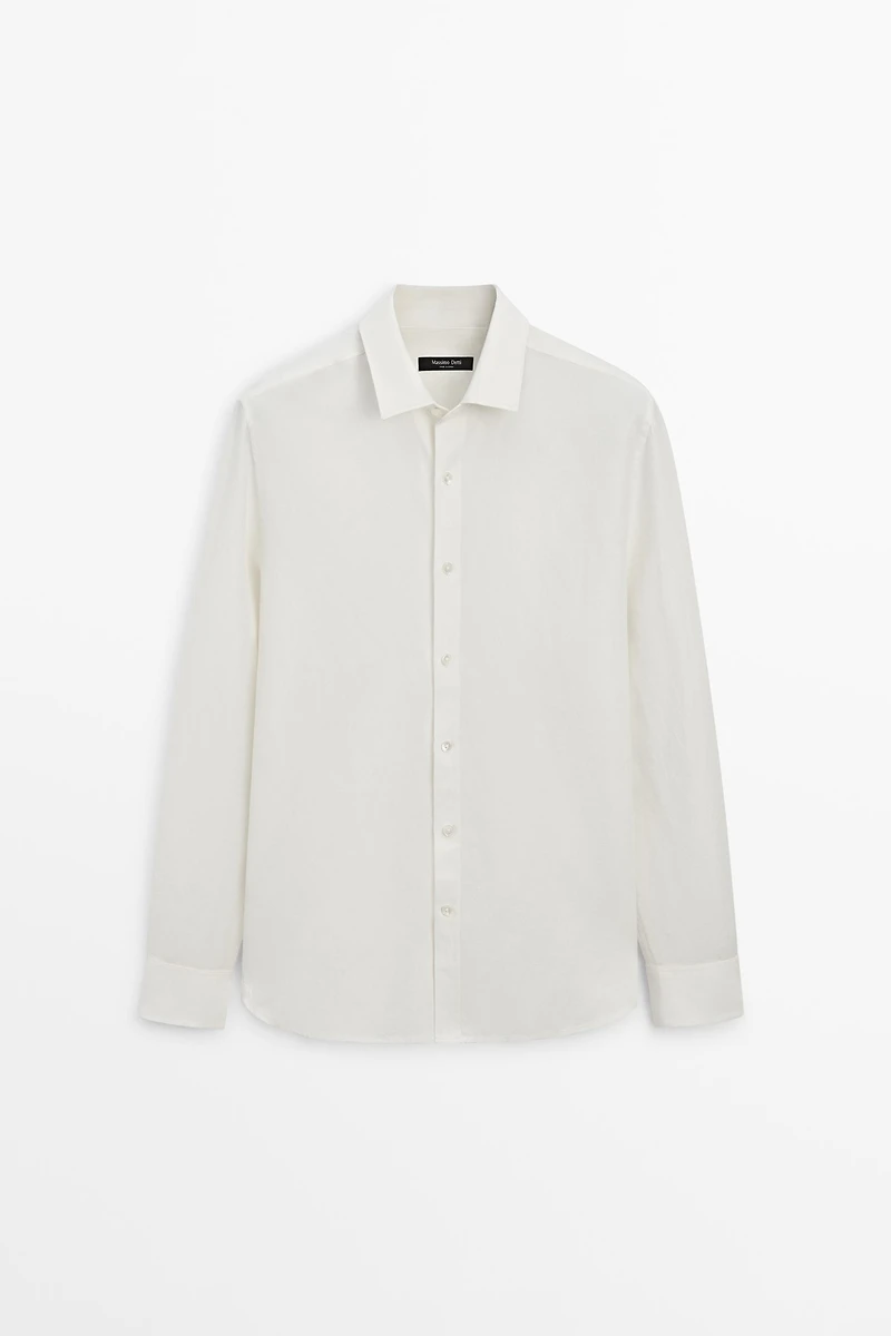 Chemise regular fit en lin mélangé