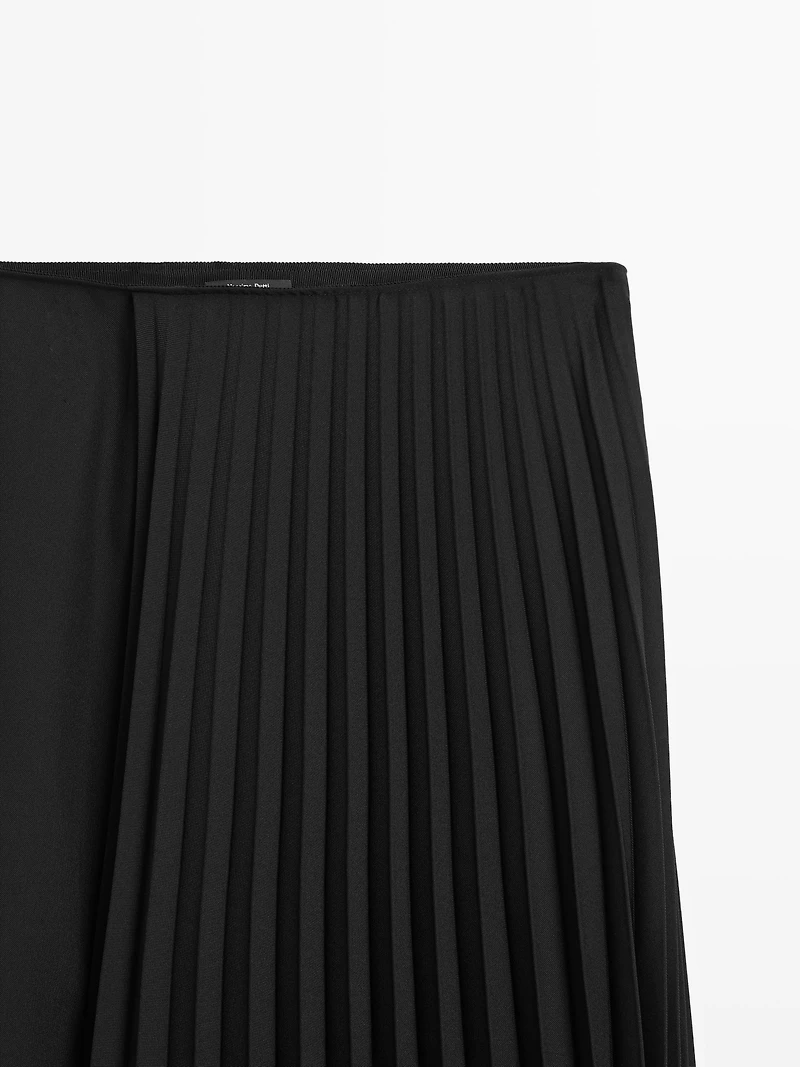 Denim midi skirt with plank detail