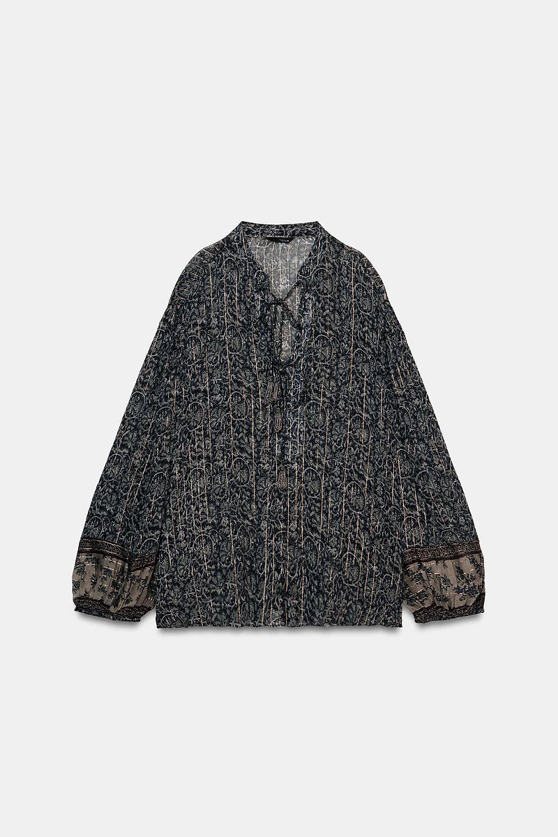 METALLIC THREAD PRINT BLOUSE